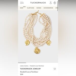 NWT Tuckernuck Beaded Lucca Necklace - Cream and Gold